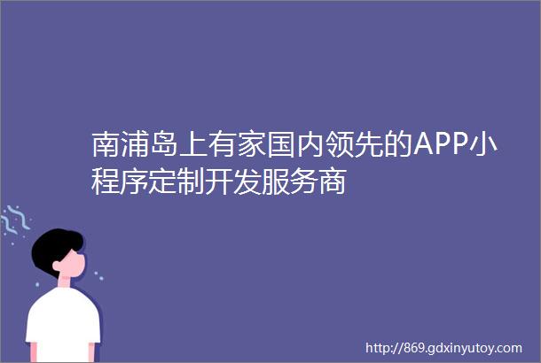 南浦岛上有家国内领先的APP小程序定制开发服务商