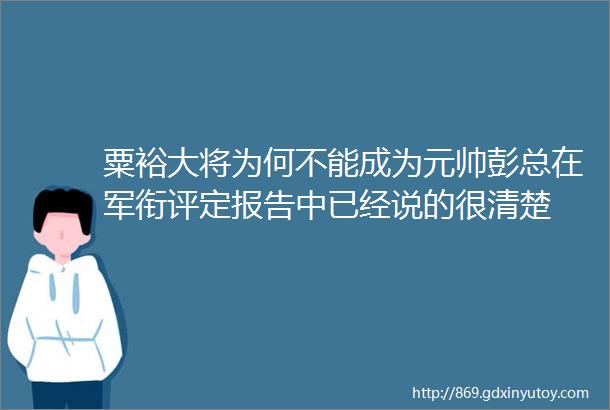 粟裕大将为何不能成为元帅彭总在军衔评定报告中已经说的很清楚